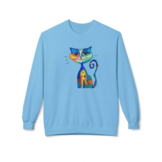 Colorful Whimsical Cat Sweatshirt