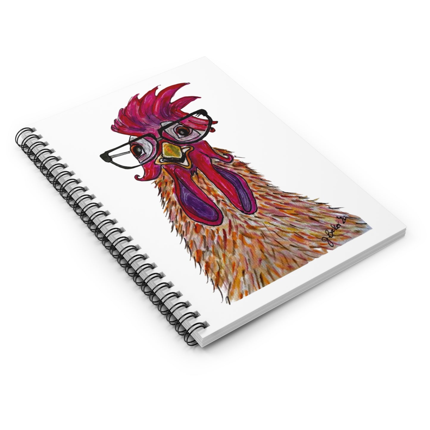 Rooster with Glasses Spiral Notebook – Funny Farm Animal Journal