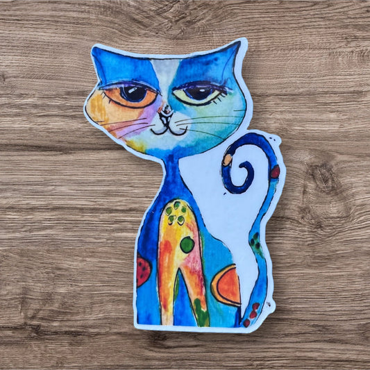 Whimsical Cat sticker FREE SHIPPING