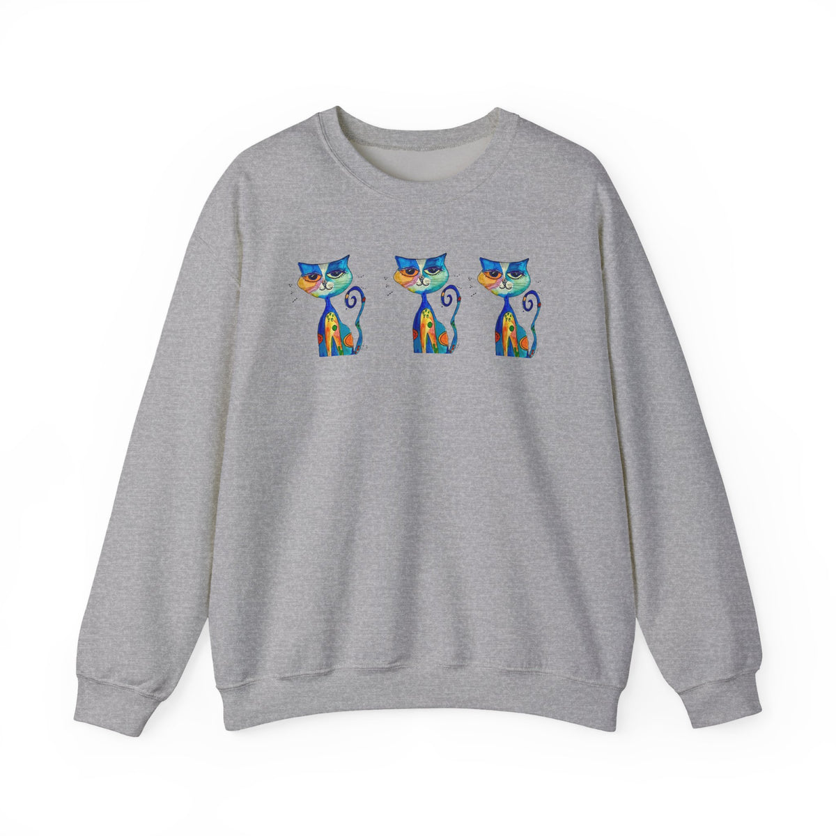 Colorful Cat Trio Crewneck Sweatshirt