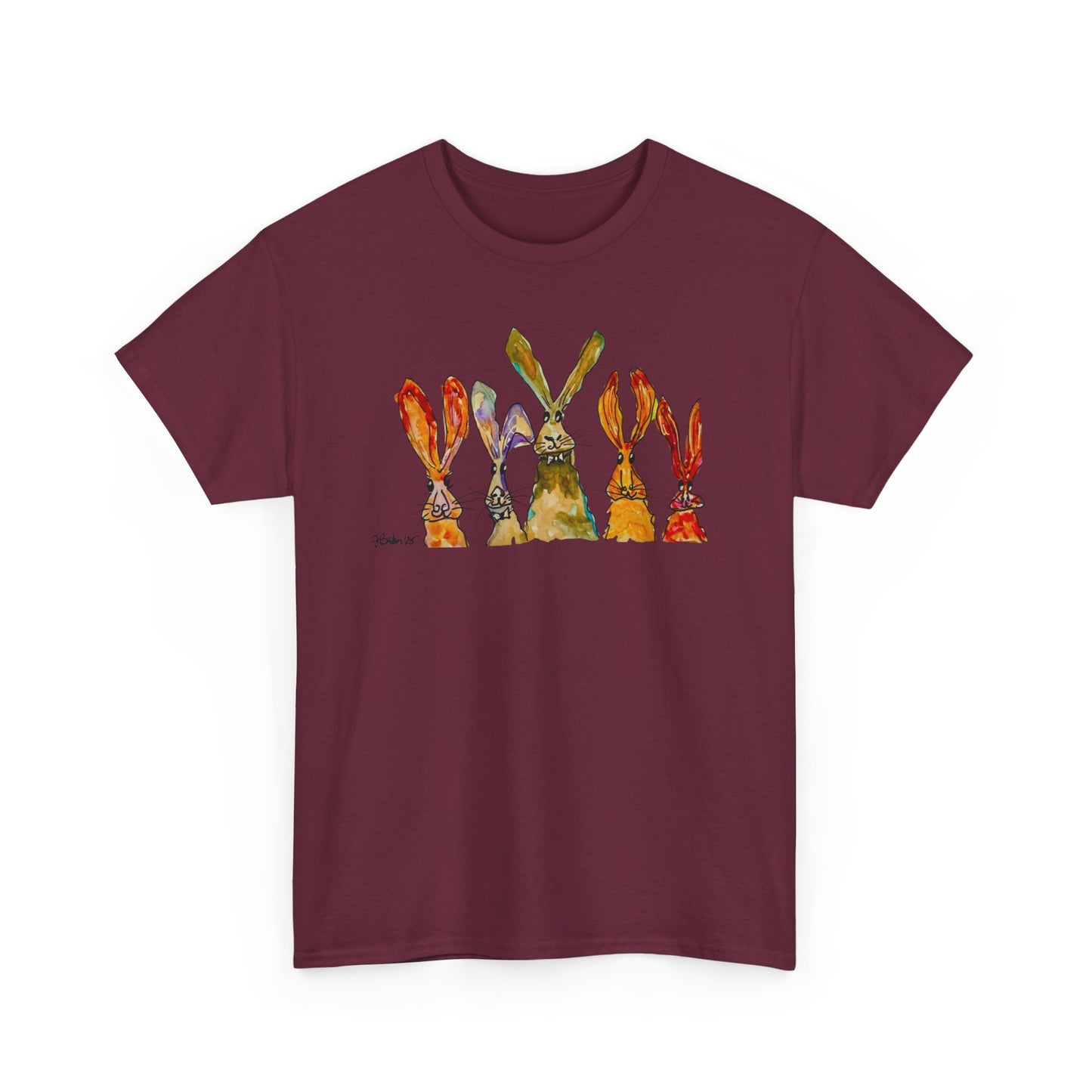 Bunny Row T-Shirt — Watercolor Rabbit Family Spring Tee