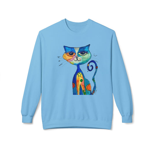 Colorful Whimsical Cat Sweatshirt