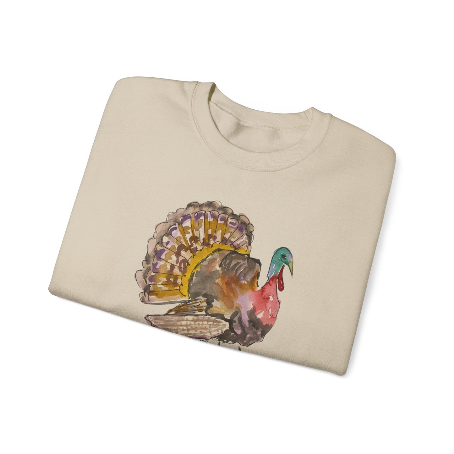 Watercolor Wild Turkey Crewneck Sweatshirt — Thanksgiving Nature Tee