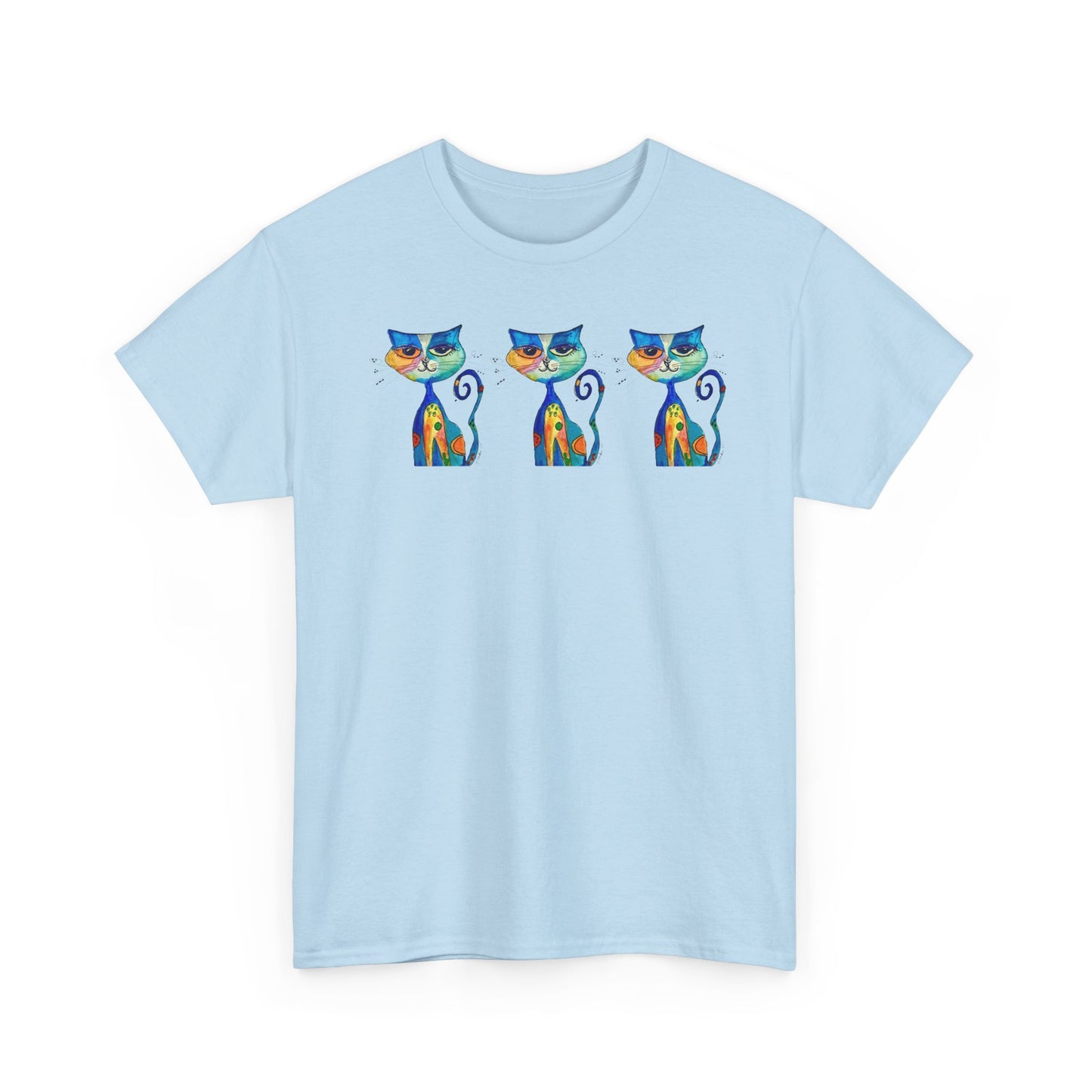 Whimsy Cat T‑Shirt — Colorful Artistic Cats Graphic Tee
