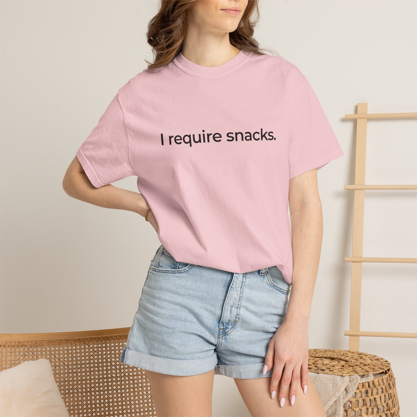 I Require Snacks T‑Shirt — Funny Minimalist Snack Lover Tee