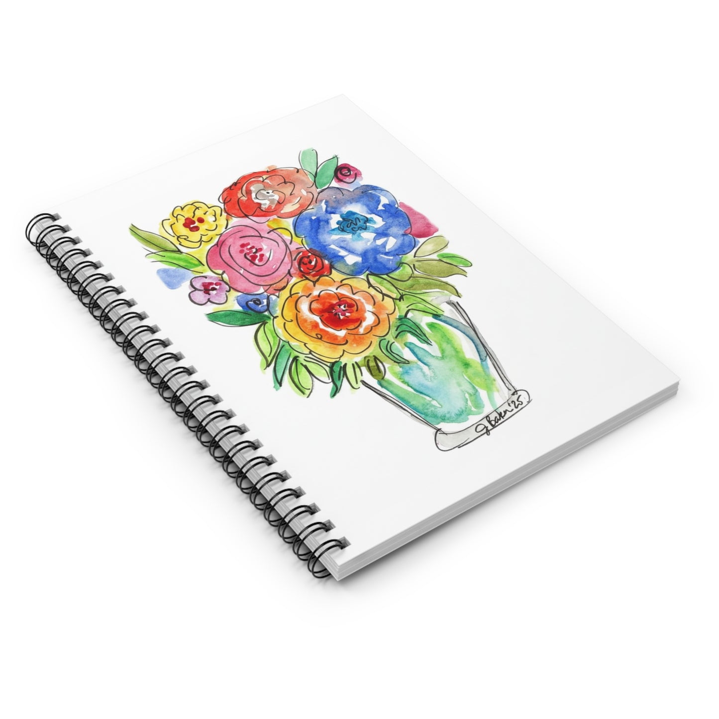 Floral Watercolor Bouquet Spiral Notebook - Ruled Journal for Notes & Gifts