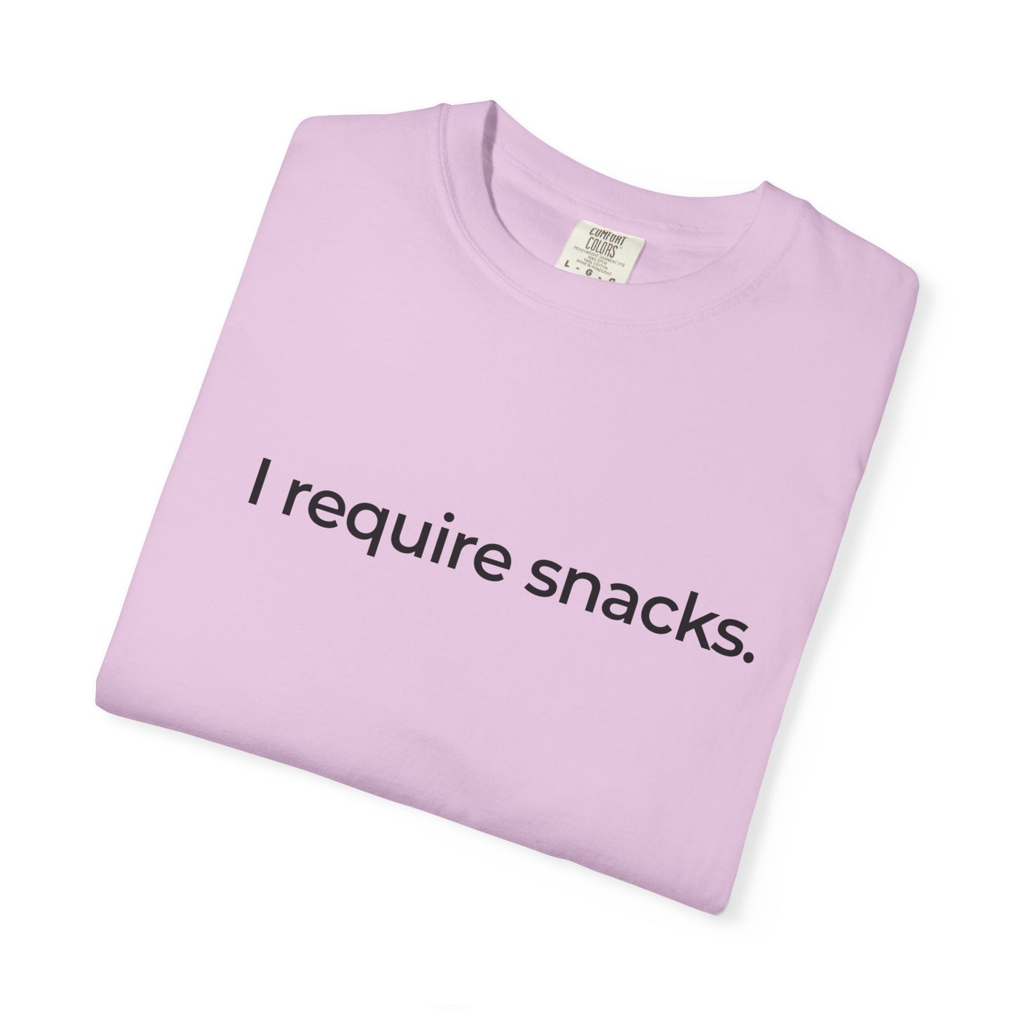 I Require Snacks T‑Shirt — Funny Minimalist Snack Lover Tee