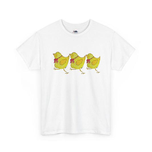 Chirpy Chicks Trio T-Shirt — Cute Yellow Chick Graphic Tee