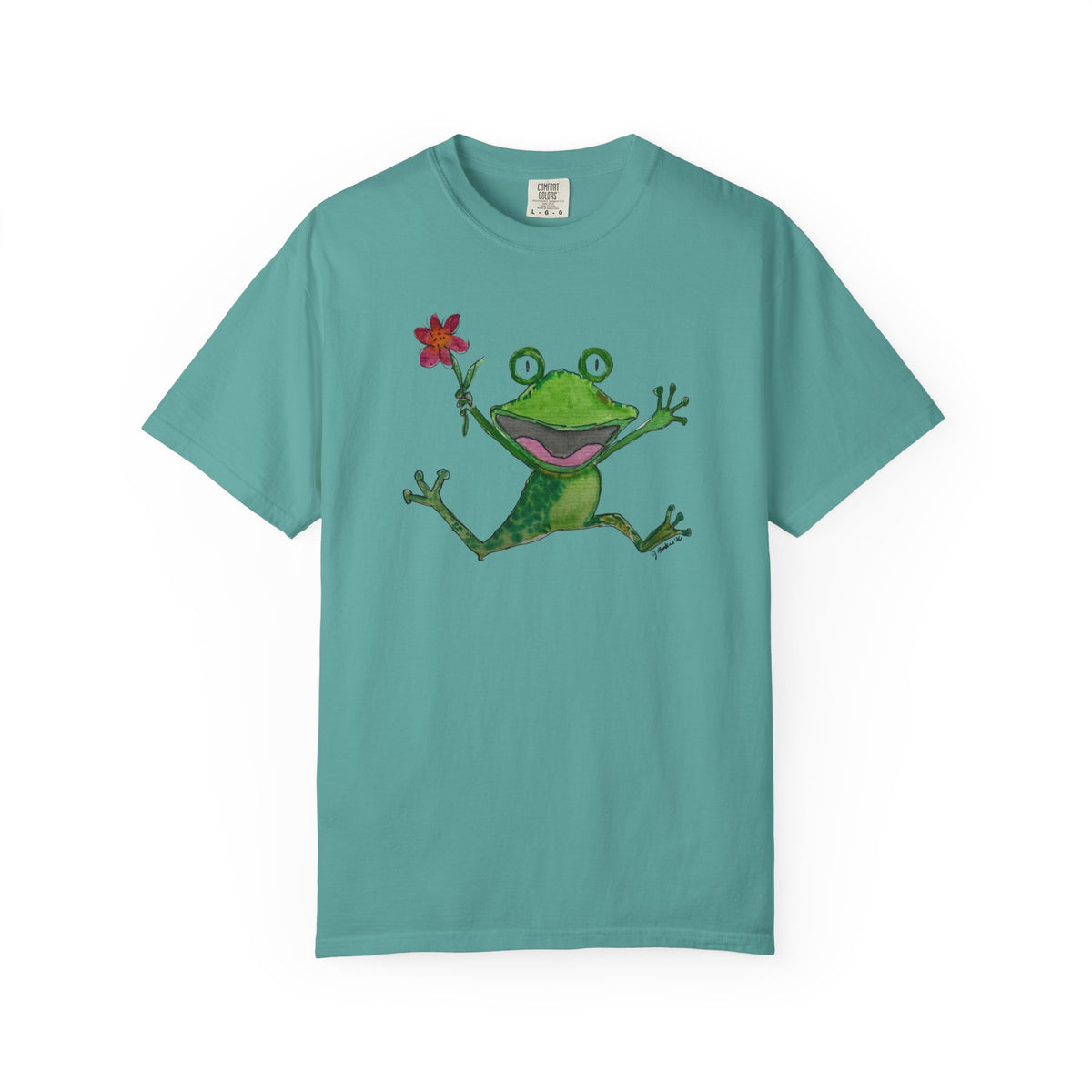 Playful Frog Holding Flower T-Shirt