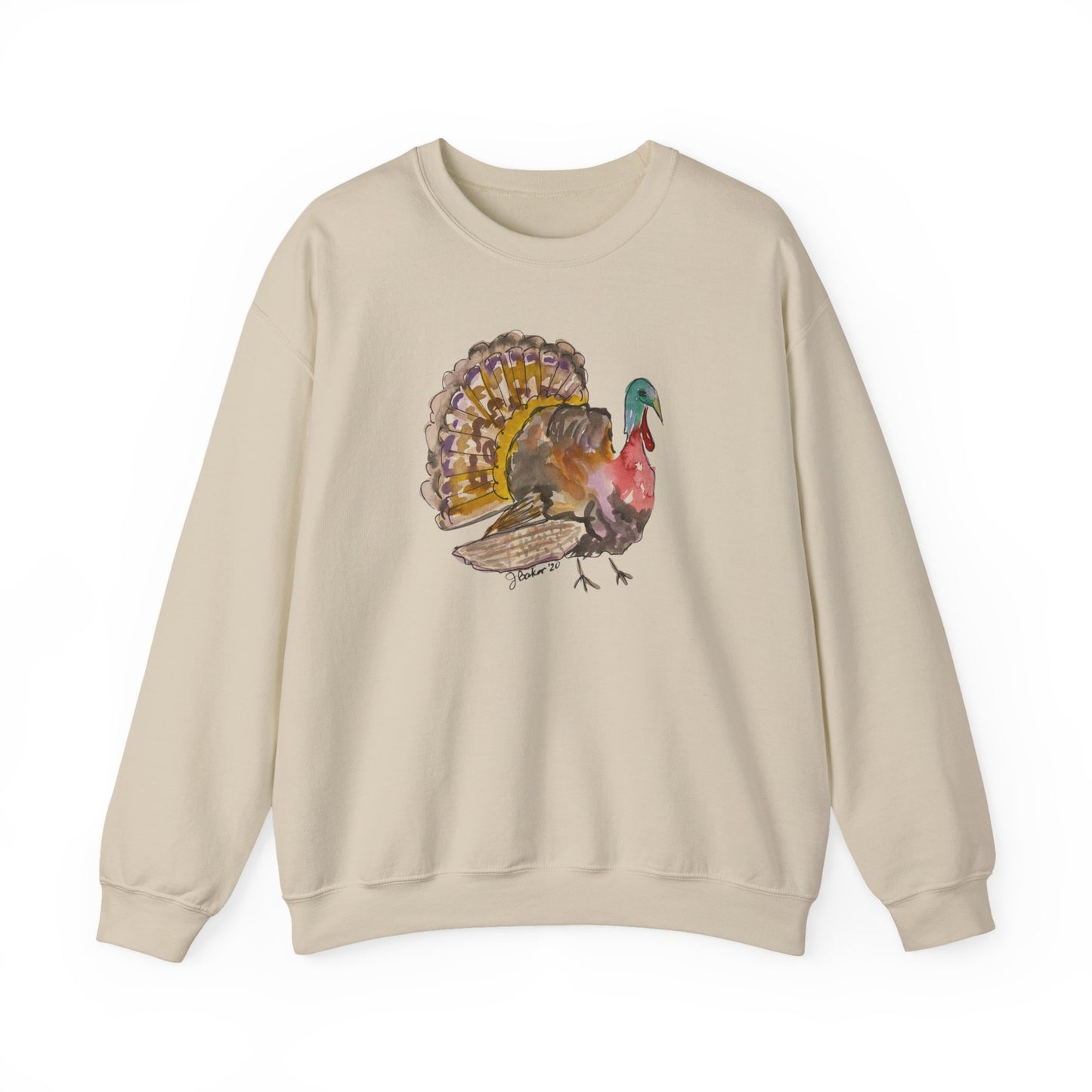 Watercolor Wild Turkey Crewneck Sweatshirt — Thanksgiving Nature Tee