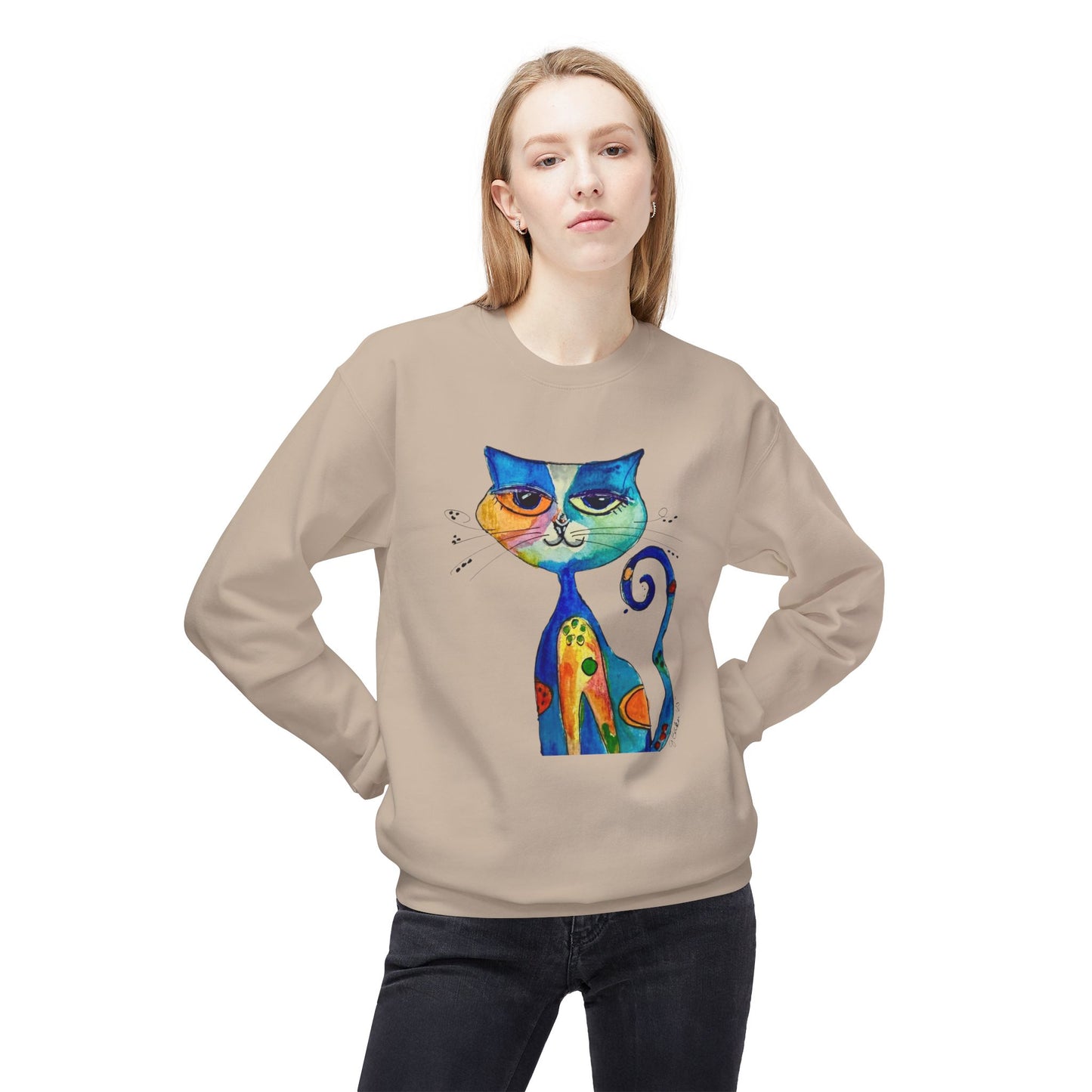 Colorful Whimsical Cat Sweatshirt