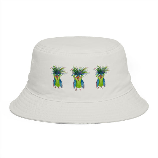 Tropical Parrot Bucket Hat — Cute Watercolor Trio Design