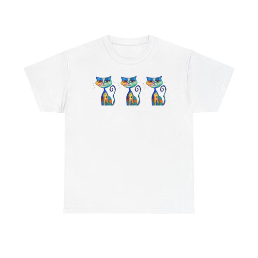 Whimsy Cat T‑Shirt — Colorful Artistic Cats Graphic Tee