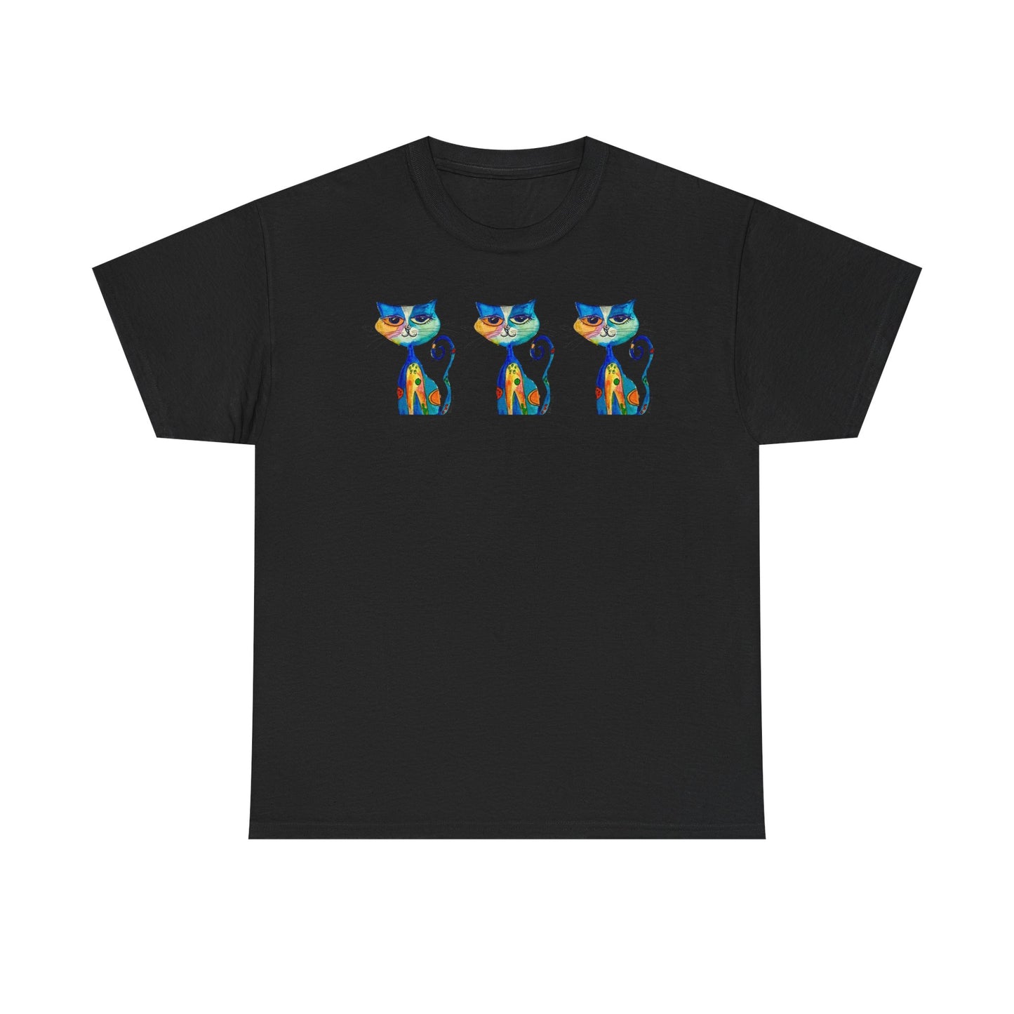 Whimsy Cat T‑Shirt — Colorful Artistic Cats Graphic Tee