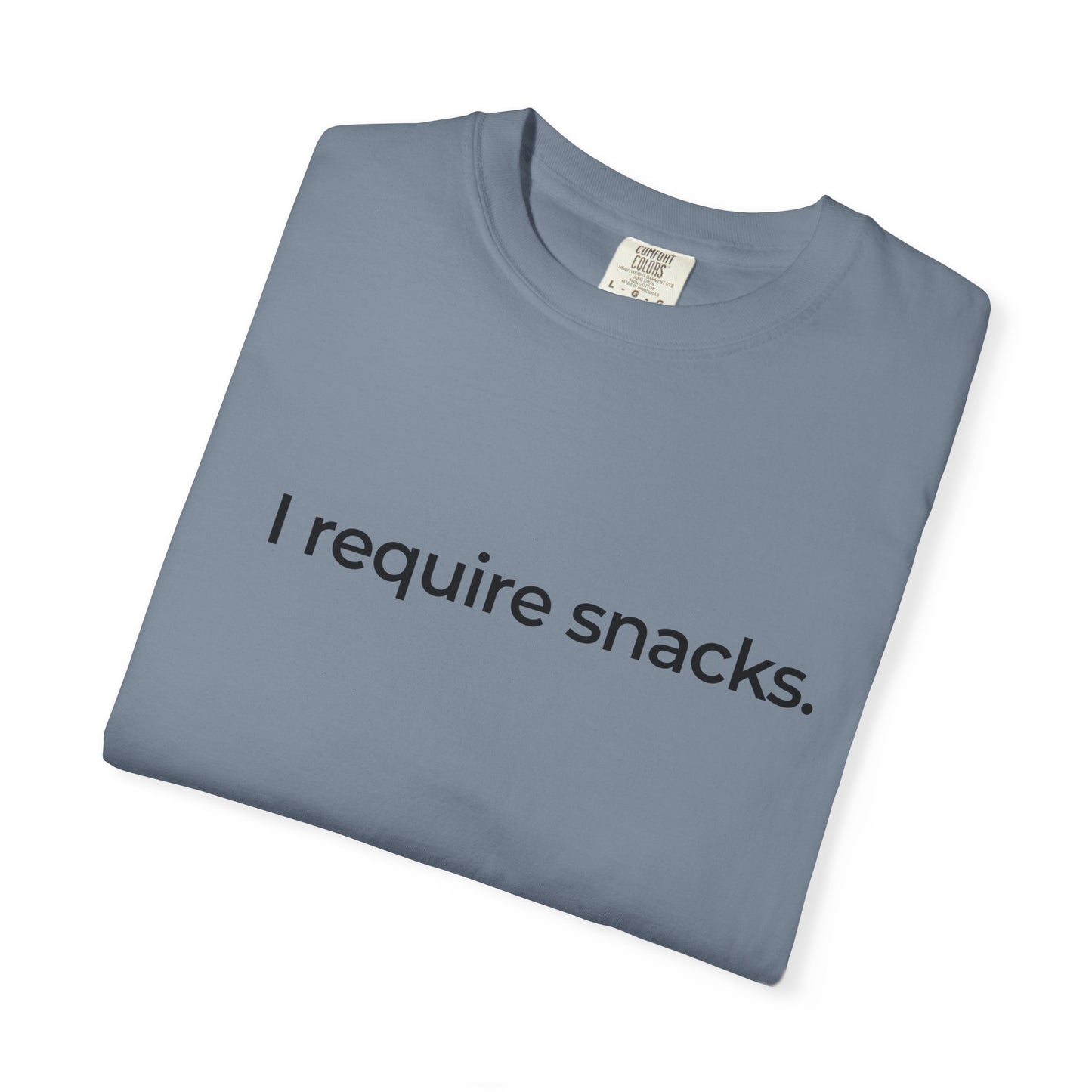 I Require Snacks T‑Shirt — Funny Minimalist Snack Lover Tee