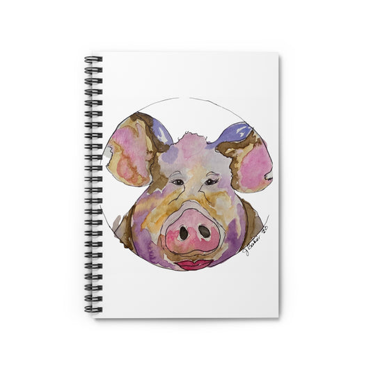 Pig Watercolor Spiral Notebook — Cute Farm Animal Ruled Journal