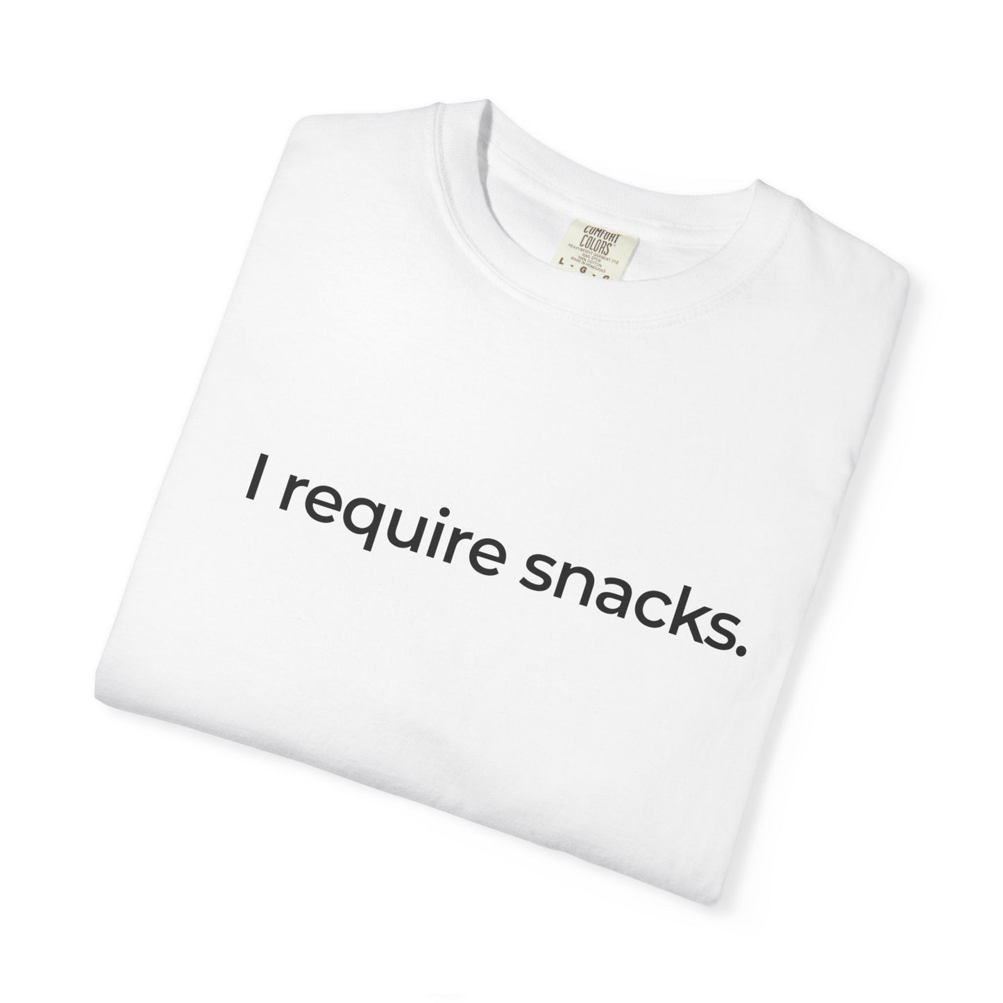 I Require Snacks T‑Shirt — Funny Minimalist Snack Lover Tee
