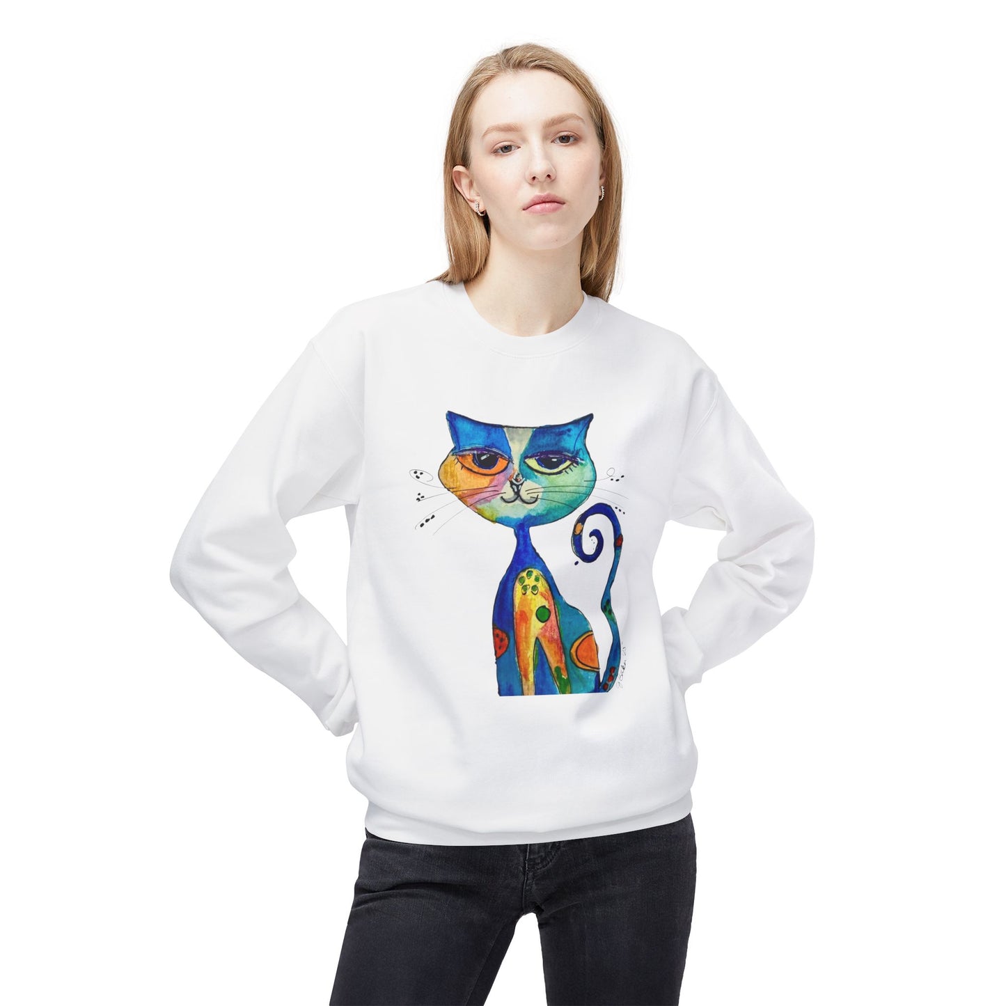 Colorful Whimsical Cat Sweatshirt