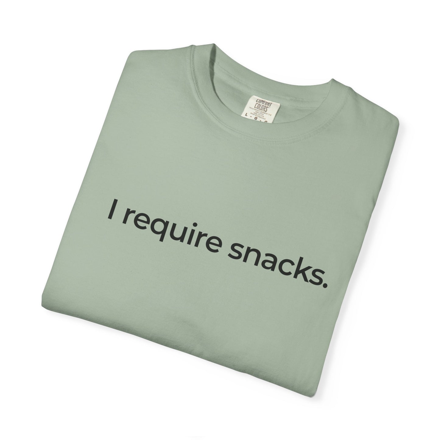 I Require Snacks T‑Shirt — Funny Minimalist Snack Lover Tee