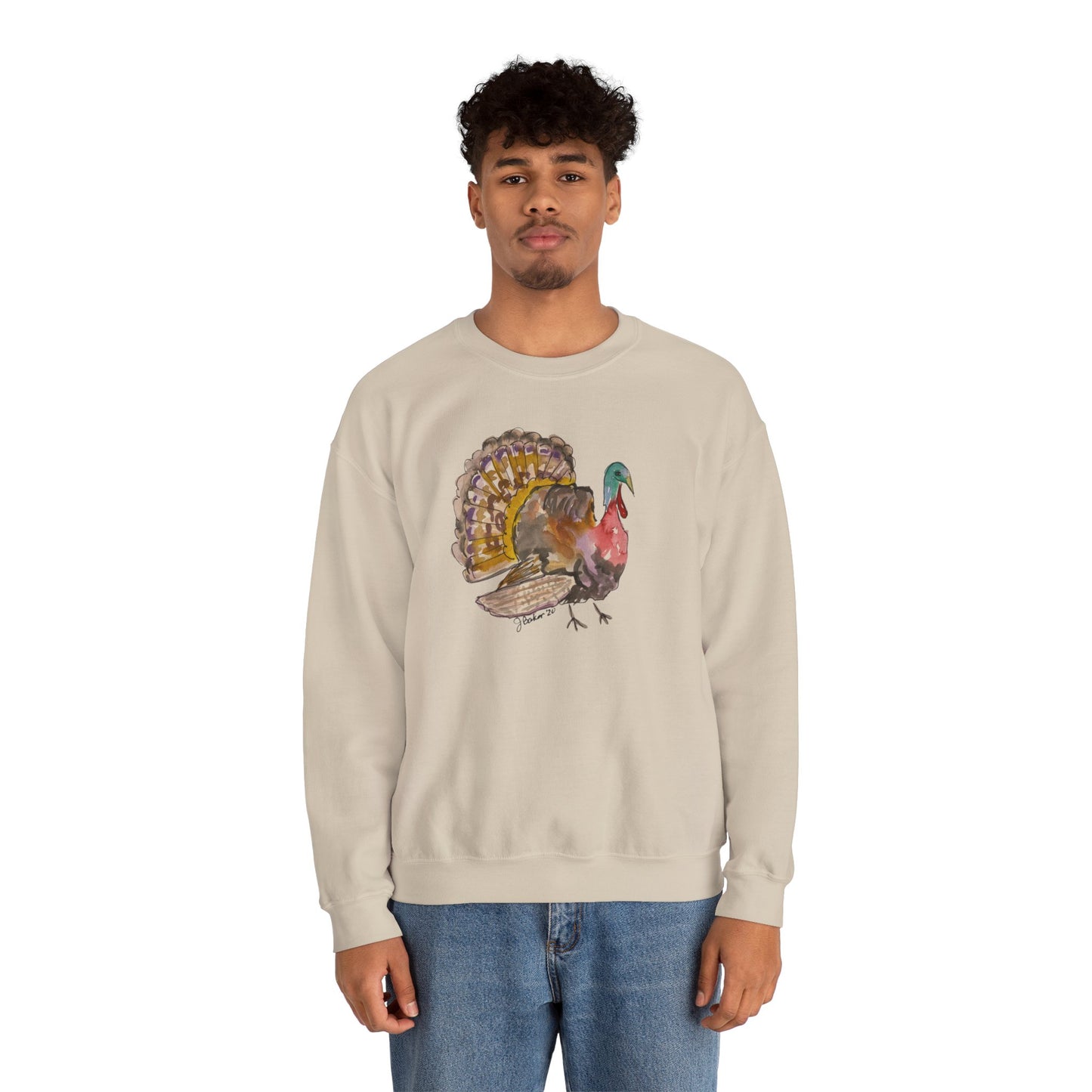 Watercolor Wild Turkey Crewneck Sweatshirt — Thanksgiving Nature Tee