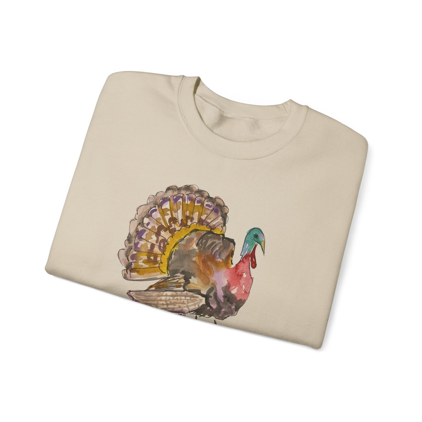 Watercolor Wild Turkey Crewneck Sweatshirt — Thanksgiving Nature Tee