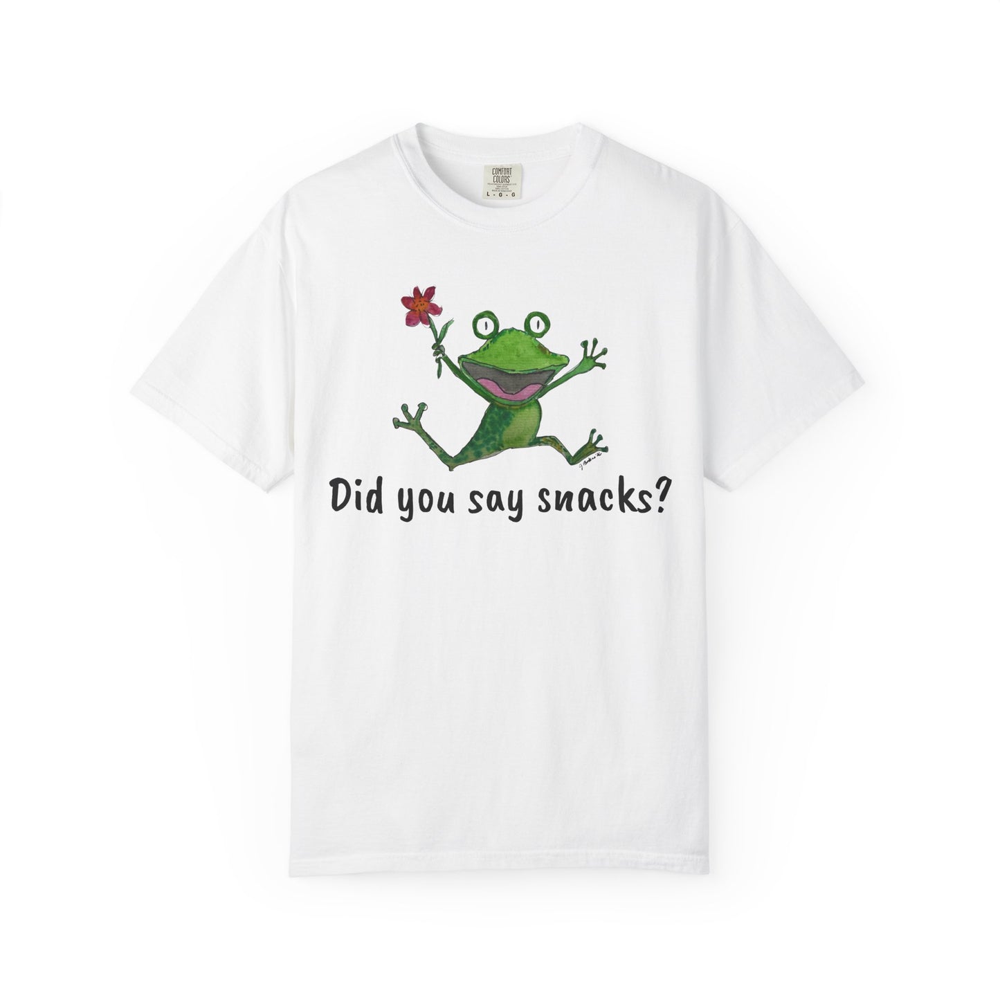 Did You Say Snacks? Frog T-Shirt — Playful Vintage Garment-Dyed Tee