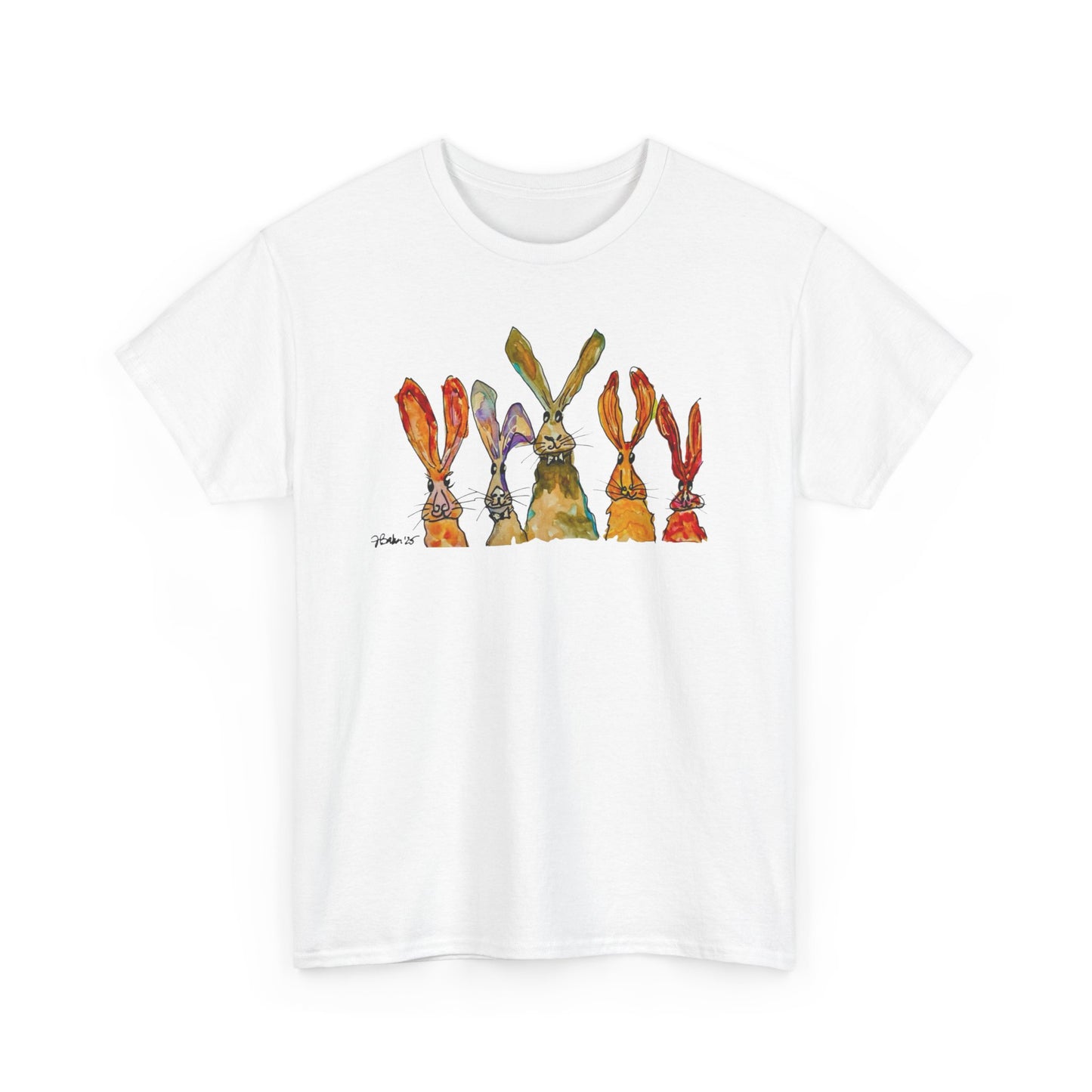 Bunny Row T-Shirt — Watercolor Rabbit Family Spring Tee