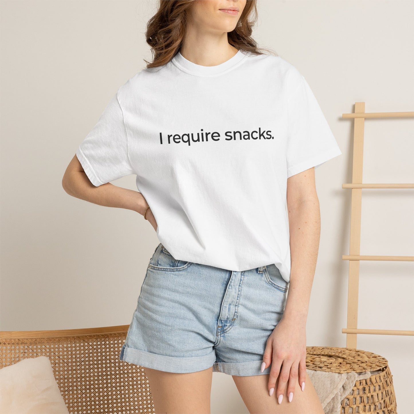 I Require Snacks T‑Shirt — Funny Minimalist Snack Lover Tee