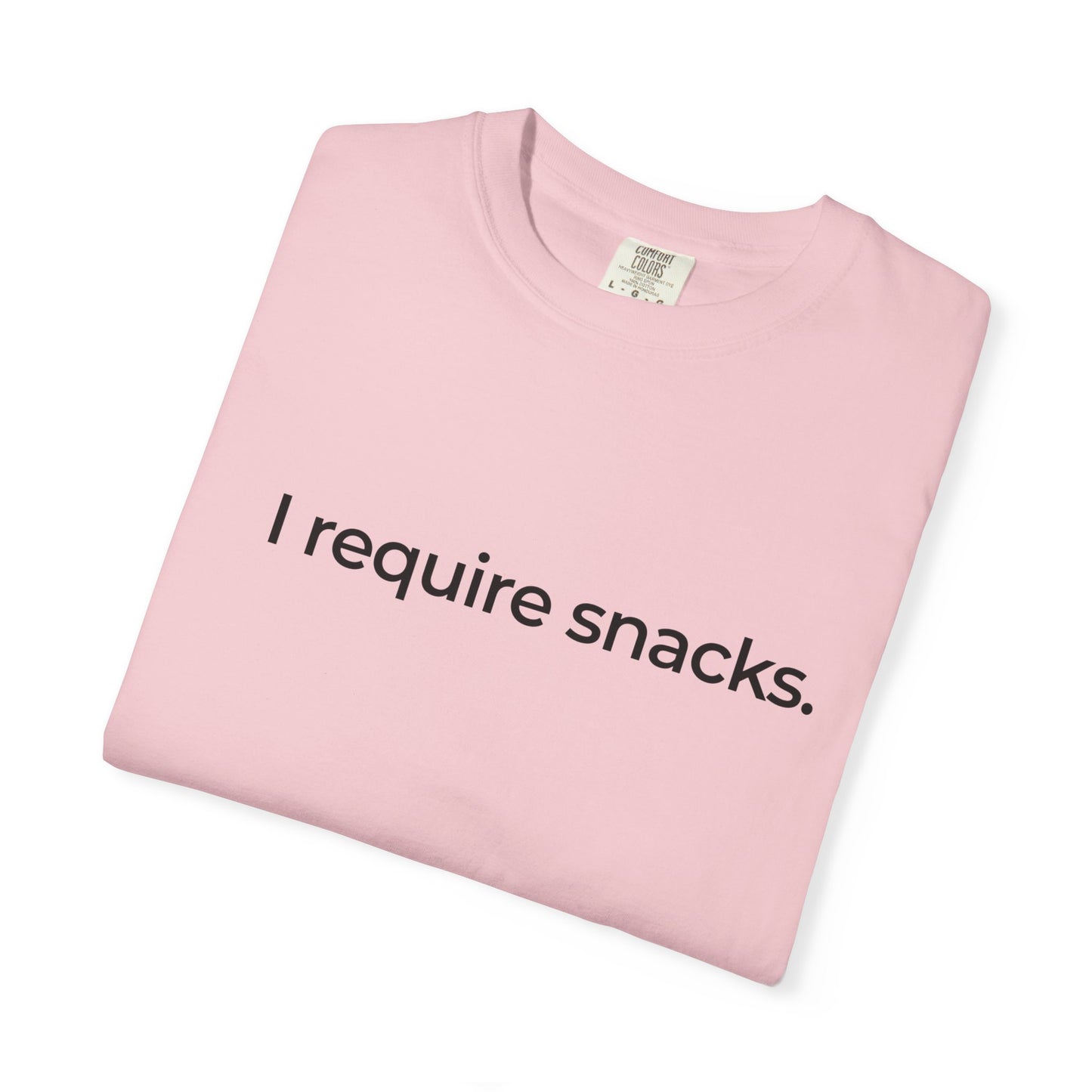 I Require Snacks T‑Shirt — Funny Minimalist Snack Lover Tee