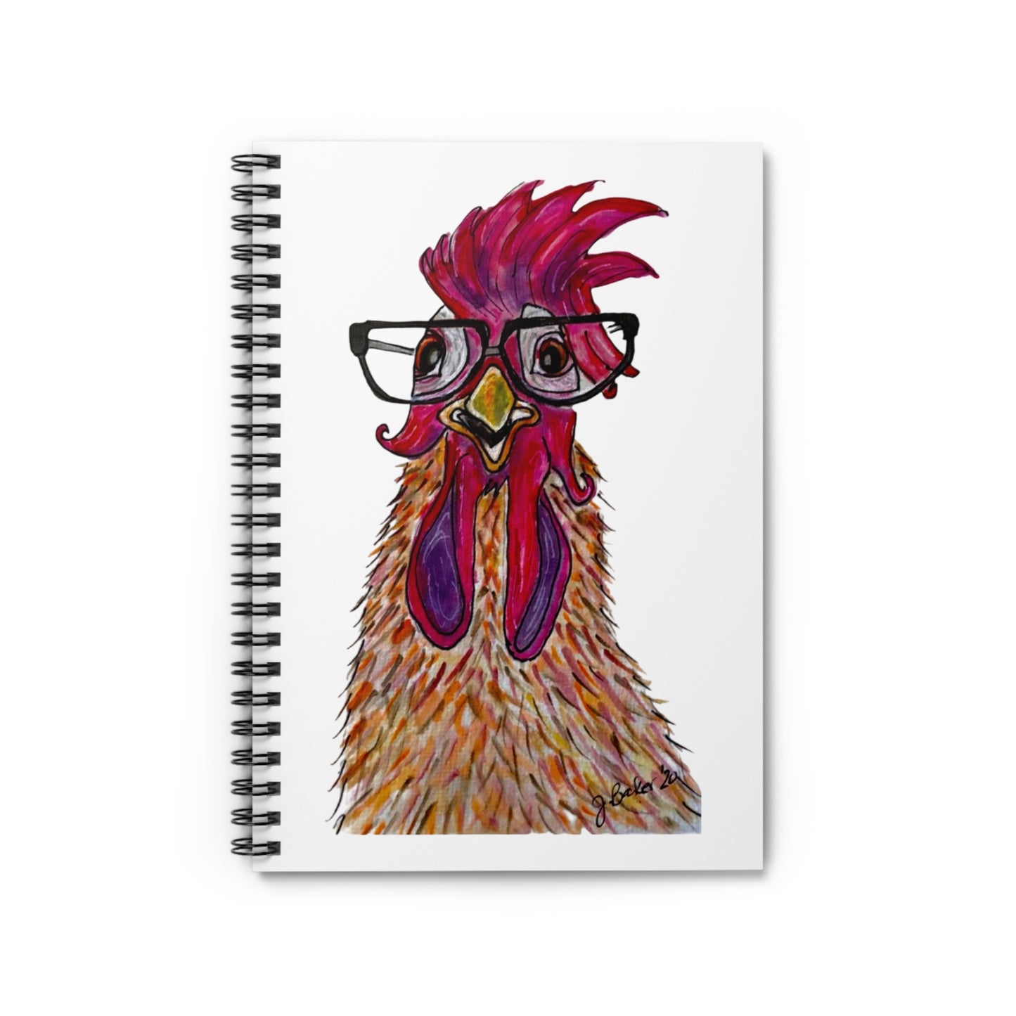 Rooster with Glasses Spiral Notebook – Funny Farm Animal Journal