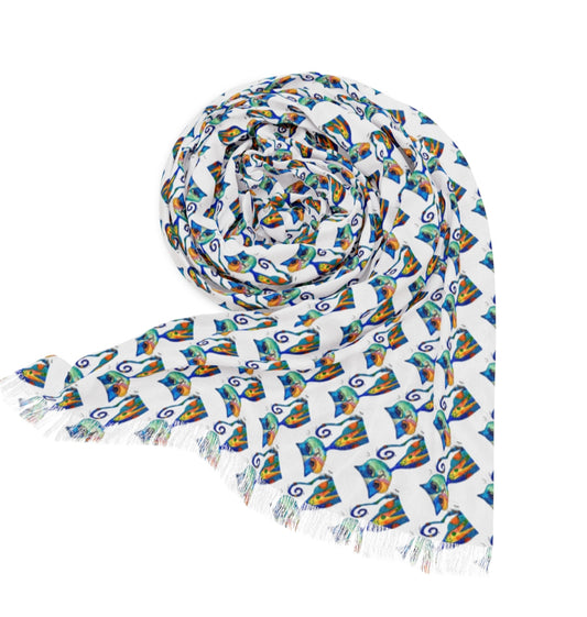 Whimsy Blue Cat Scarf