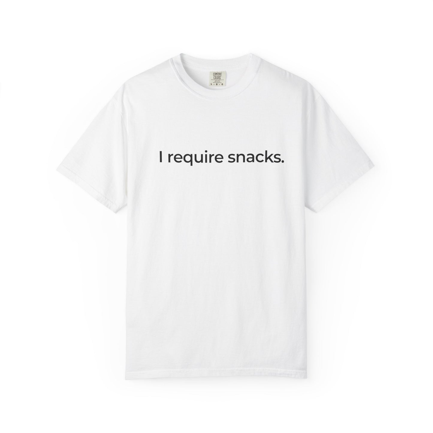 I Require Snacks T‑Shirt — Funny Minimalist Snack Lover Tee