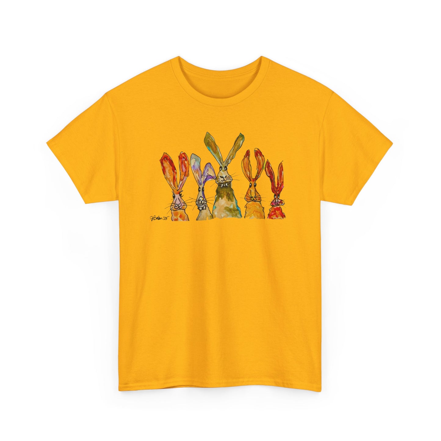 Bunny Row T-Shirt — Watercolor Rabbit Family Spring Tee