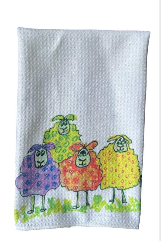 Colorful Sheep Decorative dish towel