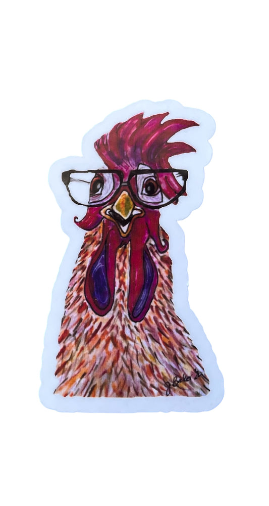 Chicken with Glasses sticker FREE SHIPPING