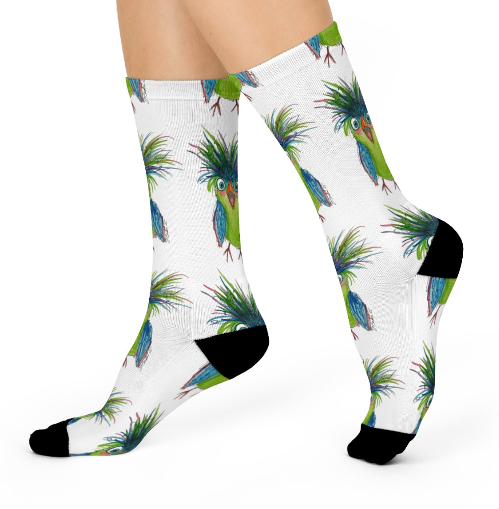Surprised Bird Colorful Crew Socks