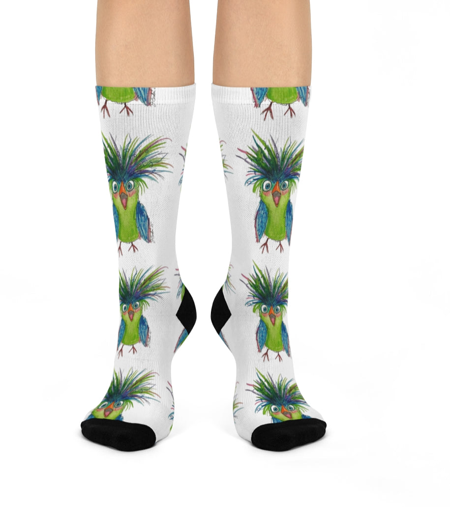 Surprised Bird Colorful Crew Socks