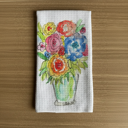 Colorful flowers kitchen dish towel