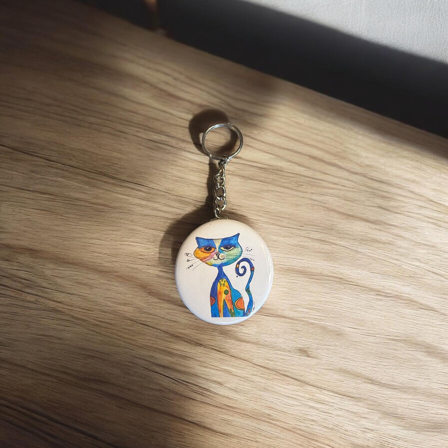 Whimsical cat keychain