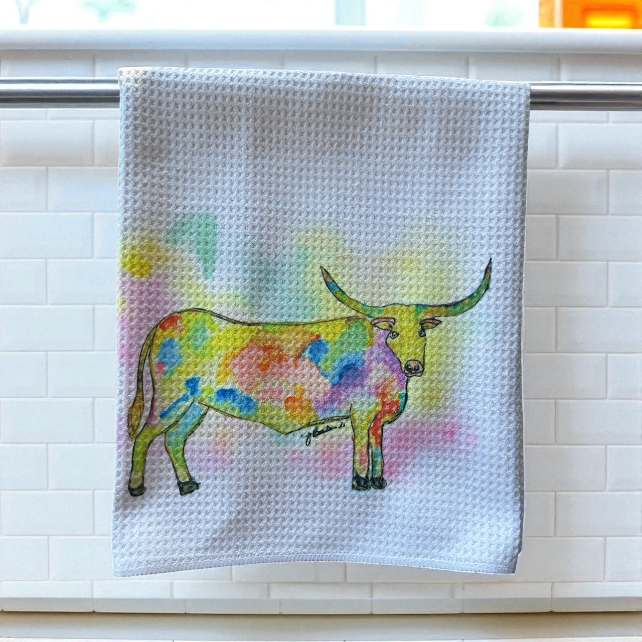 Colorful Longhorn decorative towel
