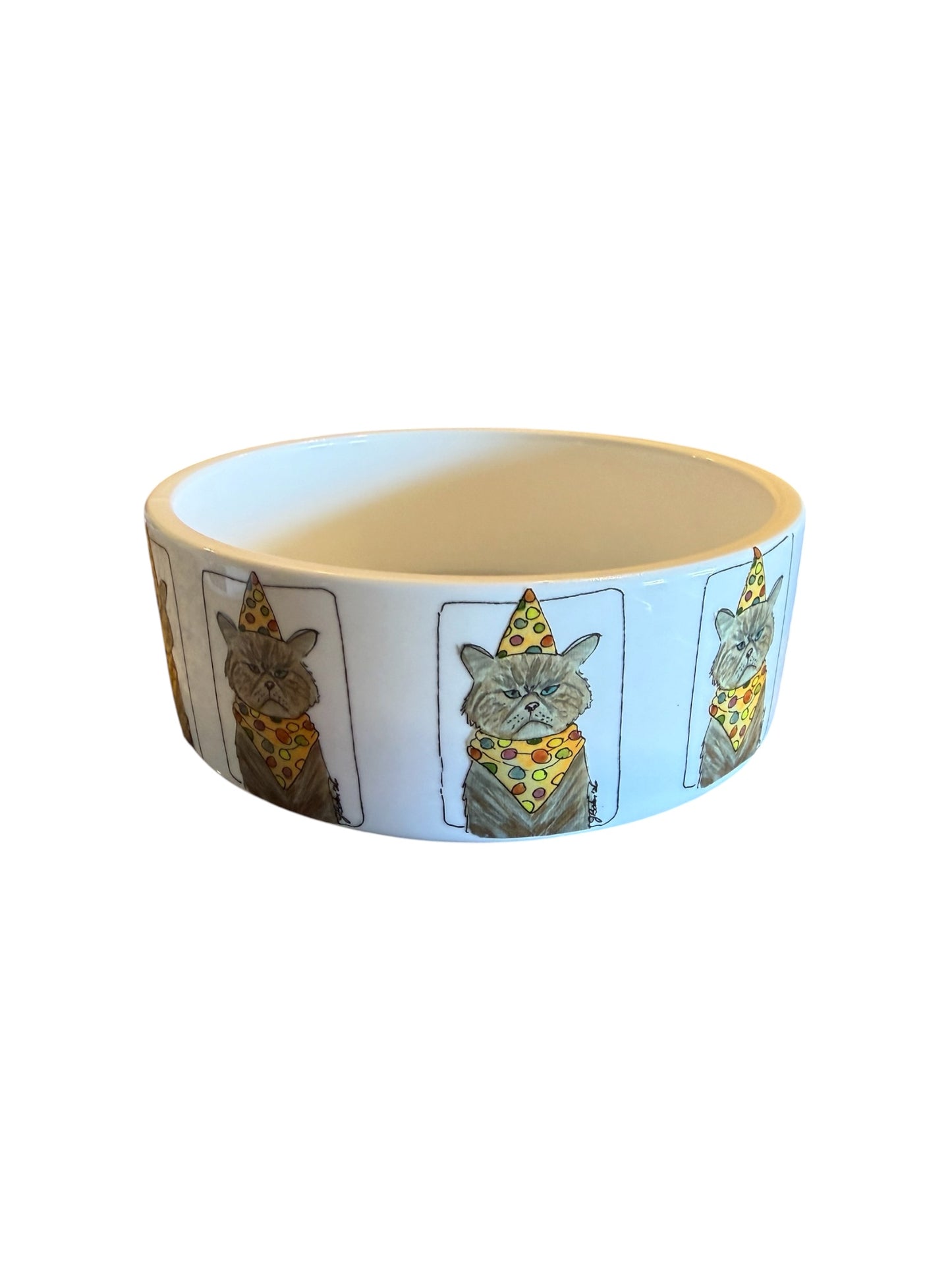 Grumpy Cat with hat food dish