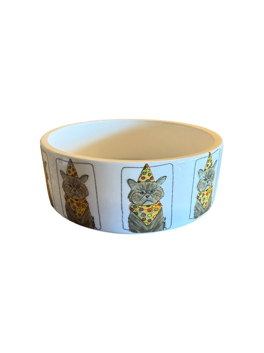 Grumpy Cat with hat food dish