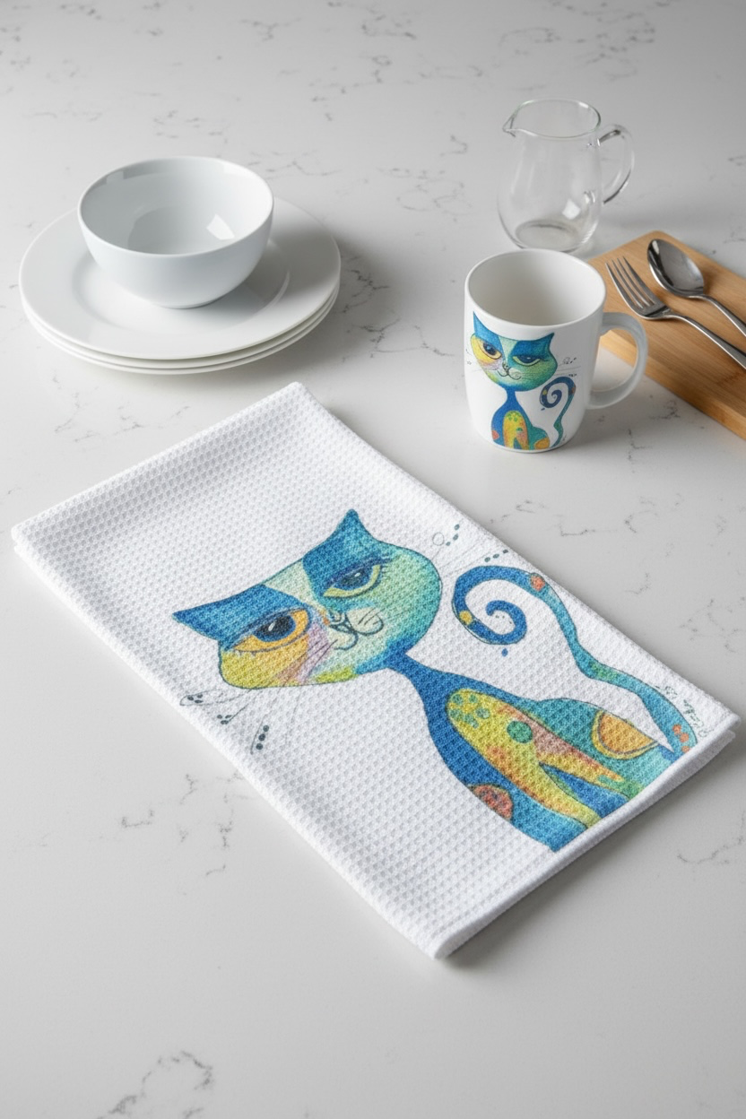 Whimiscal Cat Decorative Towel