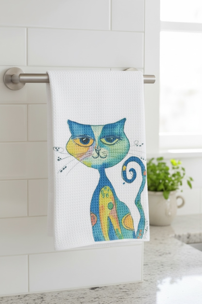 Whimiscal Cat Decorative Towel