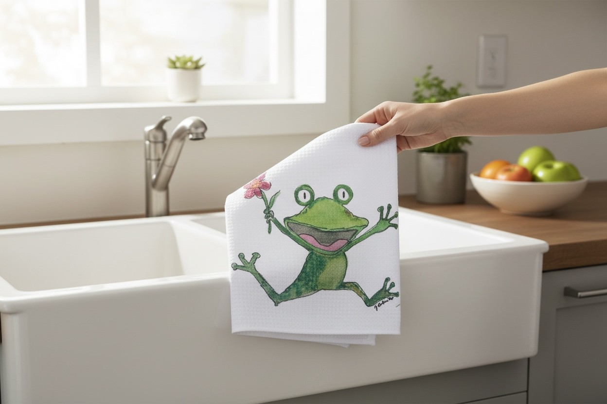 Frolicking frog decorative towel