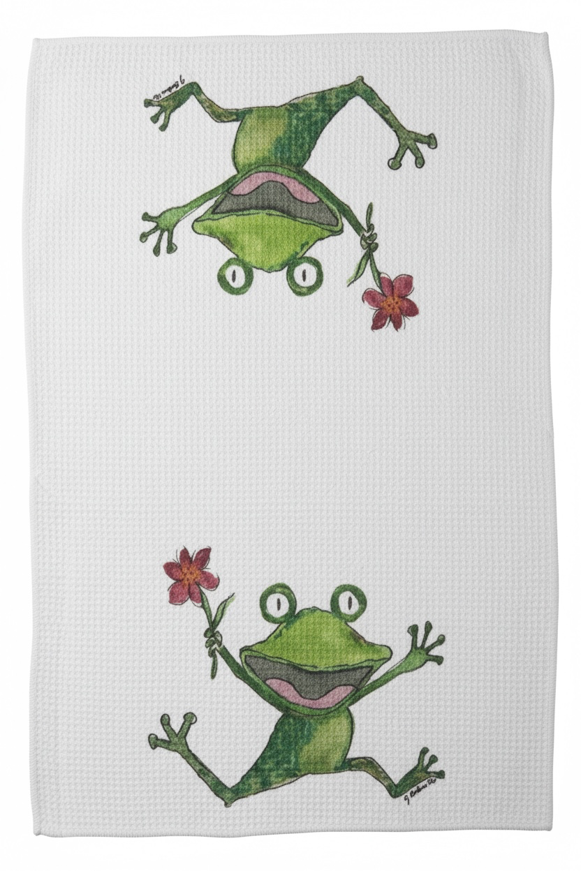 Frolicking frog decorative towel