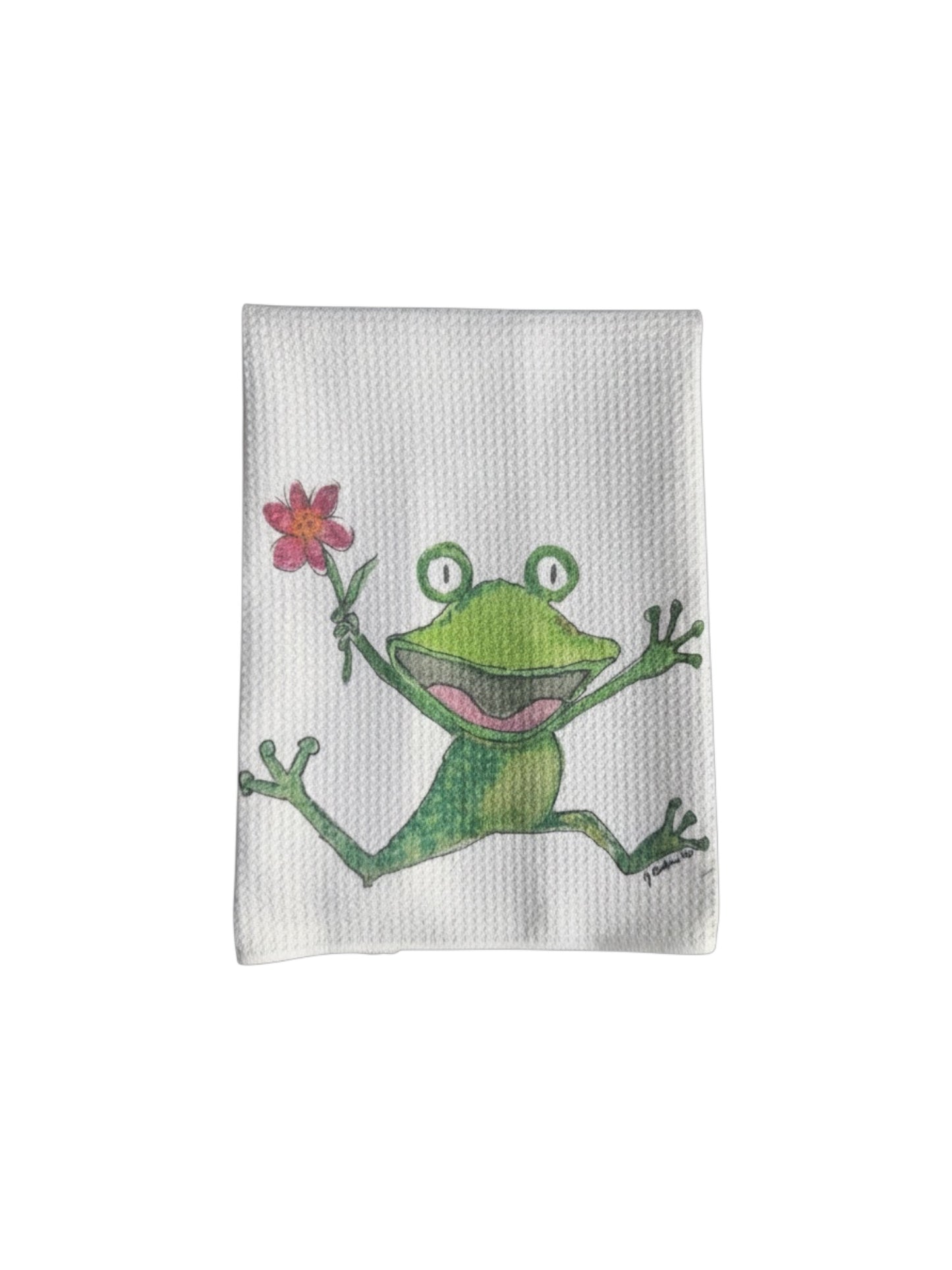 Frolicking frog decorative towel