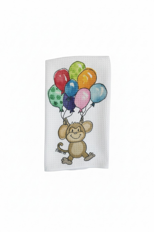 Monkey with balloons decorative towel