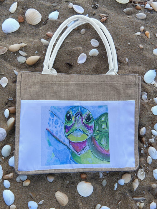 Sea turtle Tote Bag watercolor art