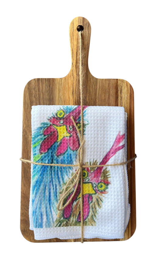 Cutting board with Chicken towel set